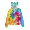 thumbnail image 2 of FAOWME Big Girls Boys Hoodies With Pocket Long Sleeved Tie Dye Printed Zipper Fashion Comfortable Loose Fit Sweatshirts For Daily Wear Mint Green 5-6 Years, 2 of 3