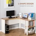 thumbnail image 4 of HOMCOM L-Shaped Desk, Computer Corner Desk, PC Table with 2 Storage Shelves, Home Office Workstation, Walnut Brown, 4 of 9