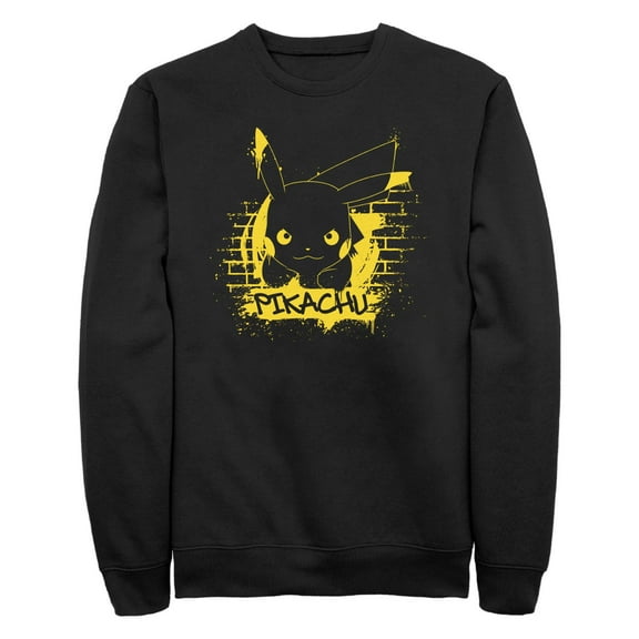 Men's Pokemon Pikachu Mural Sweatshirt Black Medium