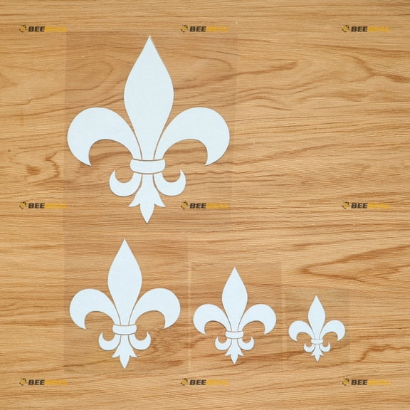Fleur De Lis Sticker Decal Vinyl French - 4 Pack White 2" 3" 4" 6" - For Car Boat Laptop Cup No Background Die-cut 0219a5