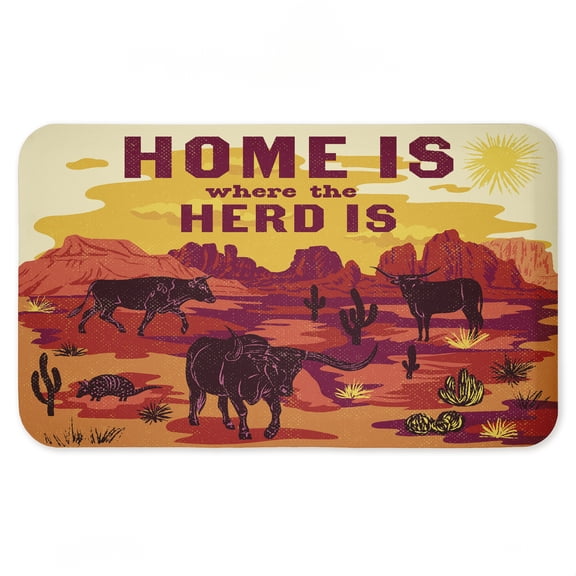 Stupell Industries Where The Herd Is Desert Scene Printed Anti-Fatigue Floor Mat, design by Diane Labombarbe, 30"x18"
