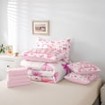 thumbnail image 6 of Homewish Pink Dreamy Castle 7-Piece Twin Bedding Sets,Cute Bowtie Ribbon Bedding Comforter Set,Fairy Tale Princess Sheet Sets For Girl Teens,Luxury Bedroom Decor Reversible, 6 of 8