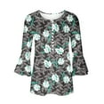 thumbnail image 5 of T-Shirt à Manches Courtes à Col en V à Imprimé Floral pour Femmes Coffee L, 5 of 5