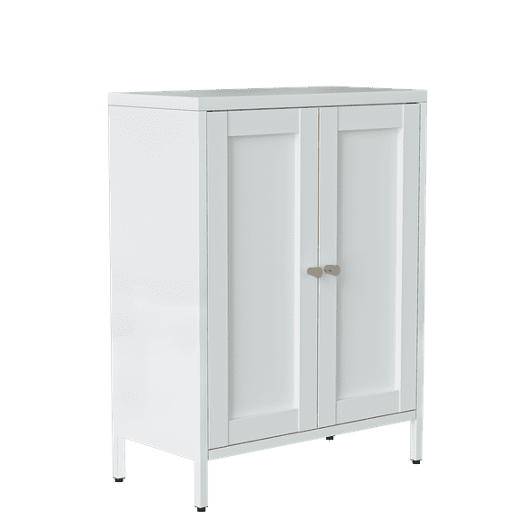 CHSHIN 31.5"H Modern Metal Bathroom Floor Cabinet with Shelves for Home,Entryway,White(Width:23.6")