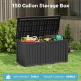 thumbnail image 5 of Bifanuo 150 Gallon Deck Box, Outdoor Storage Box, Large Waterproof Resin Indoor Storage Box with Built-in Steel Beams for Patio, Cushions, Pool Supplies, 5 of 9