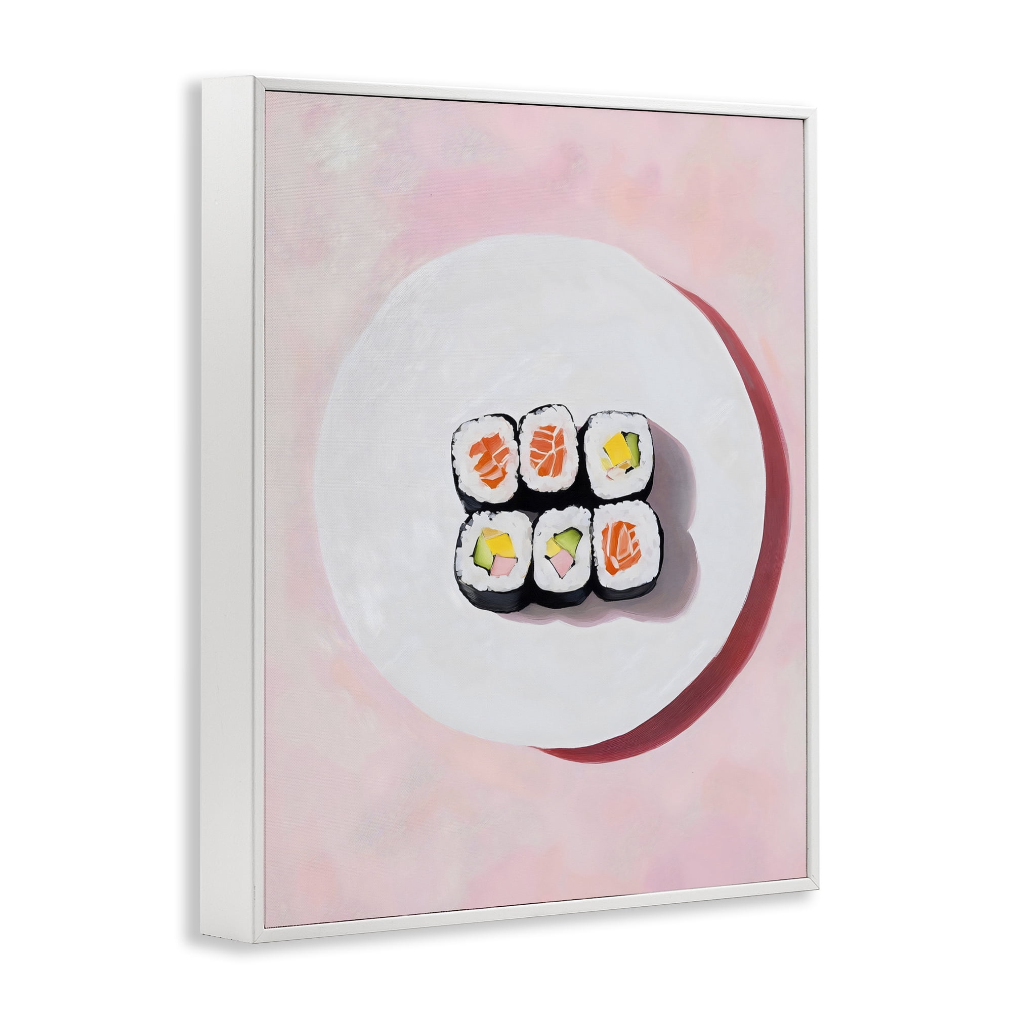 Stupell Industries Sushi Rolls on Plate White Framed Giclee Art, design by The Prints Vibe