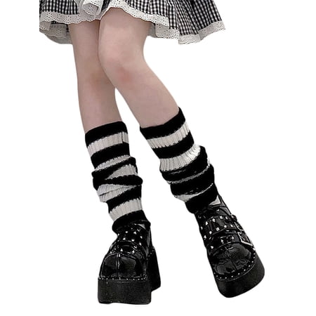 Gureui Harajuku Japanese Leg Warmers Women Gothic Knit Long Socks Leggings Gaiters Knee Goth Winter Cuff Ankle Heap Sock