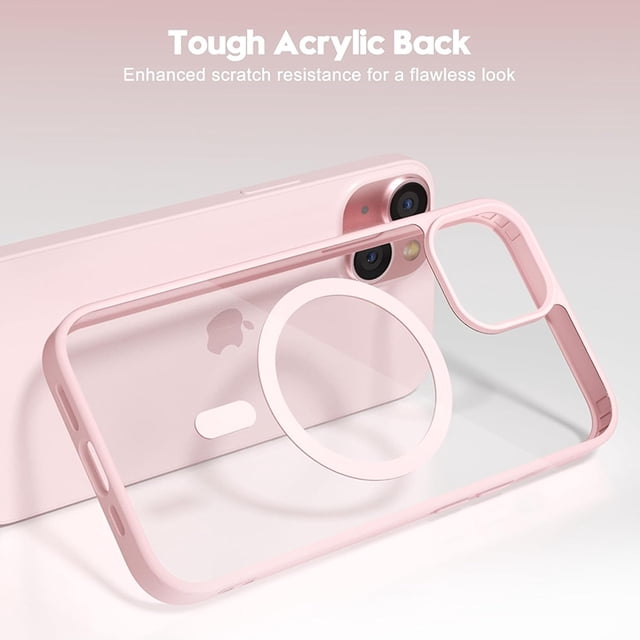 Luxury Strong Magnetic Magsafe Hard Case for iPhone 16 15 14 13 12 11 Pro Max Plus Transparent Matte Slim Shockproof Cover Pink For iPhone 11Pro Max