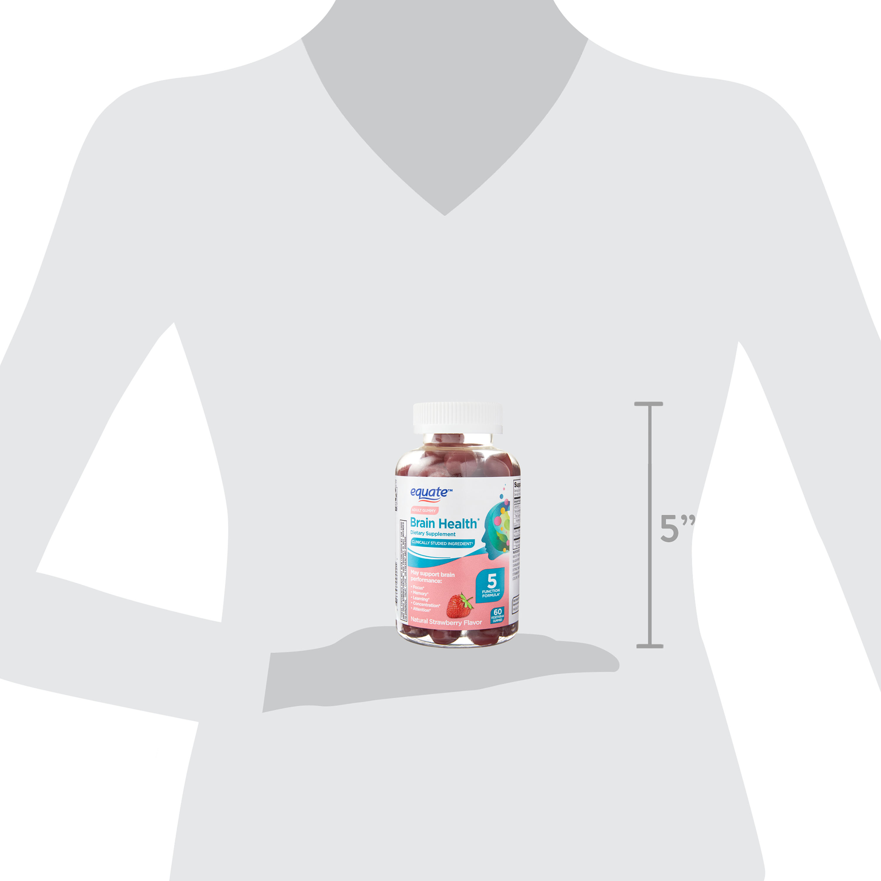 Gomitas de Suplemento Dietético para la Salud Cerebral Fórmula de 5 Funciones Equate, 60 Unidades 8