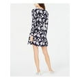 thumbnail image 3 of MICHAEL KORS Womens Navy Flared Floral Long Sleeve Jewel Neck Mini Dress  Size: XL, 3 of 4
