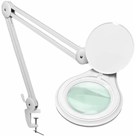 (Glass Lens) Professional LED Magnifying Lamp with Clamp, Dimmable, 1200 Lumens, 5600K-6000K Daylight Bright 60 SMD LED, Work Light Mounting Bracket Clamp (8 Diopter) MG16303321$$Electronics Other