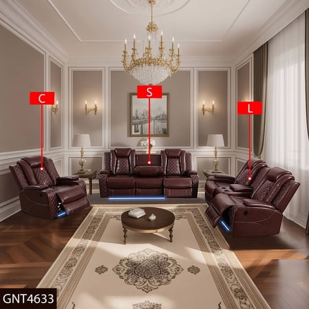 Lifestyle Furnitures Max Power Recliner Living Room Set with LED for Living Room, Dormitory, Guest House, Playroom, Airbnb,Apartment