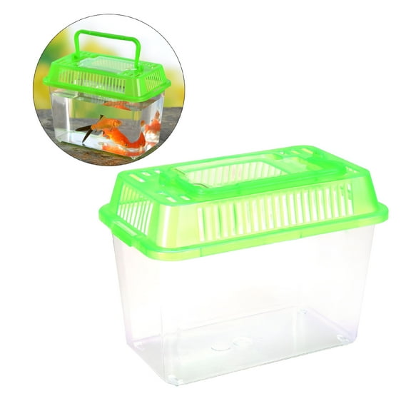 ACDANC Mini Fish Tank Plastic Handheld Fish Tank for Turtle and Pet Fish (Green)