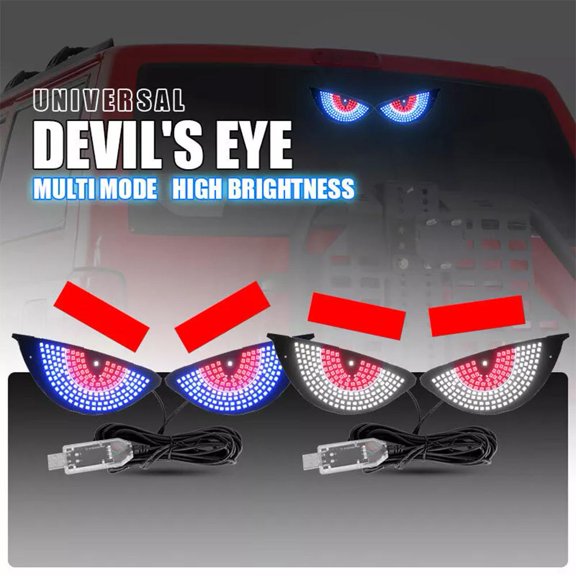 FurNest 2pcs Dynamic Devil Eye Light Lamp for Car Windows Led Eyes for Car Win