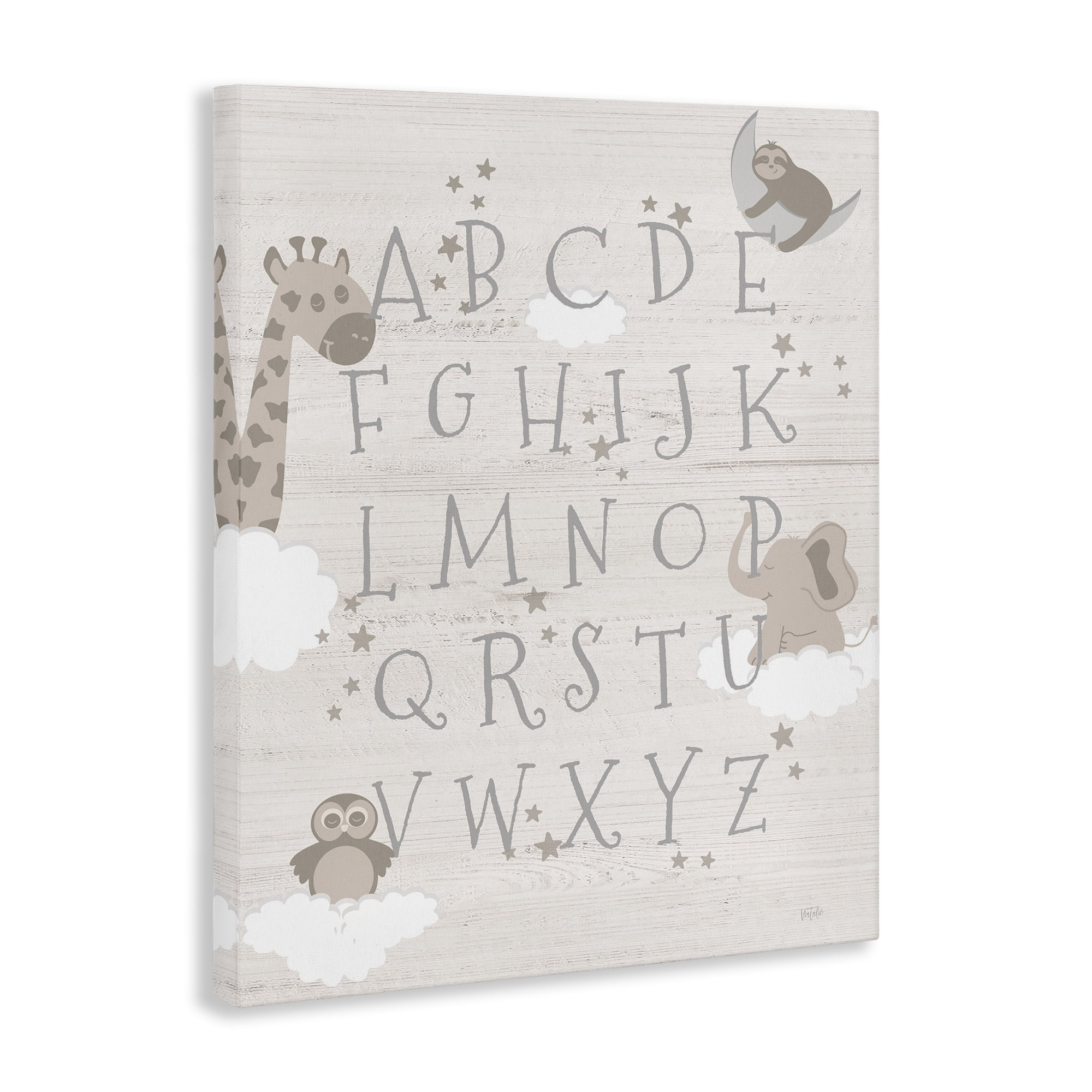 Stupell Industries Neutral Beige Alphabet Animals & Insects Painting Gallery Wrapped Canvas Art Print Wall Art, 16 x 20