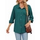 thumbnail image 2 of Blusas Informales de Larga Extragrandes con Botones y Cuello Halter para Mujer Azul Pavo Real L, 2 of 9