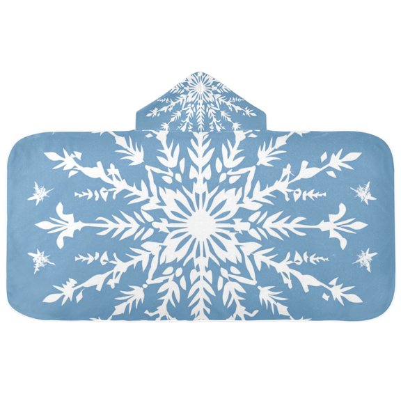 Christmas Big Snowflakes Kids' Hooded Towel Wrap Bath Towels Bath Cape Bathrobe Unisex 50" x 23.5"