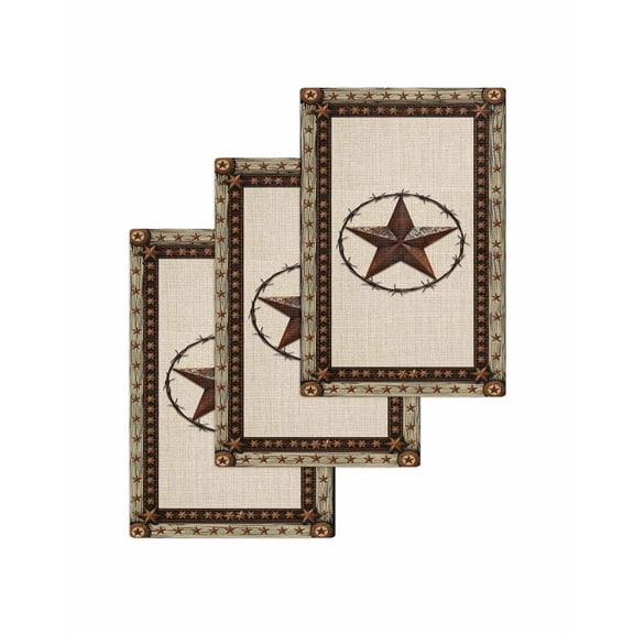 Vintage Rustic Kitchen Dish Towels for Drying Dishes Set of 3, Farmhouse Country Texas Star Wooden Grain Waffle Weave Microfiber Terry Hand Tea Bathroom Towels Quick Dry & Absorbent Towel 15.7x23.6