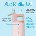 thumbnail image 4 of GROSCHE ALPINE Flip 'N Sip Insulated Water Bottle, Leakproof Water Bottle with Straw, 20oz, Peach Rose Pink (Pack of 2), 4 of 11