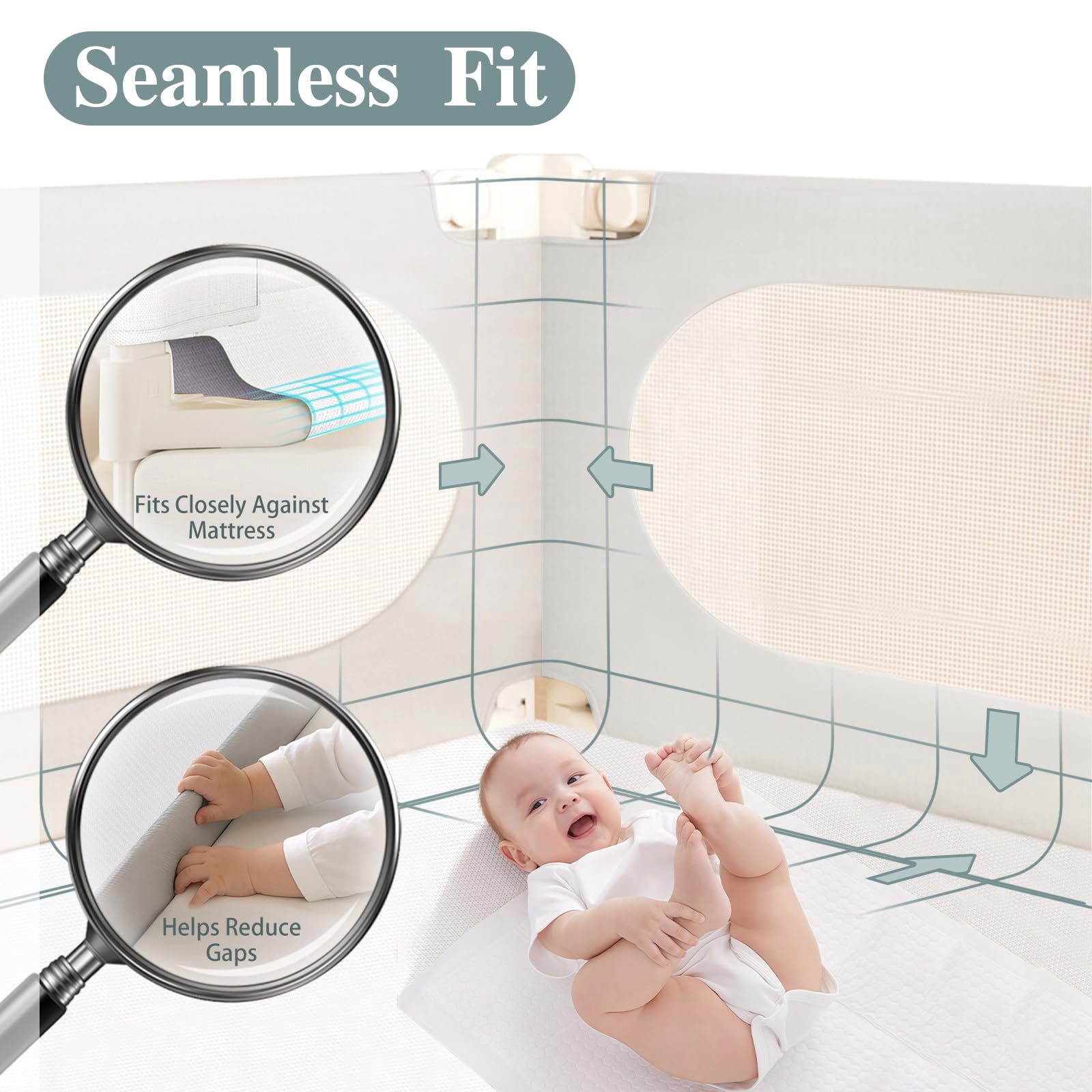 3-Piece Queen Size Bed Rail for Toddlers, Adjustable Baby Bed Rail Guard, Stable Protective Bedrail, 79.92"×79.92"×59.84", White