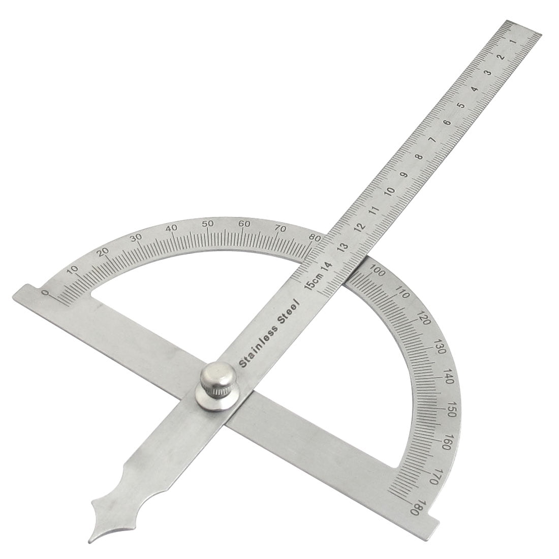 Unique Bargains Polished Stainless Steel Metric Straightedge 15cm 180 Degree Protractors... by Unique-Bargains