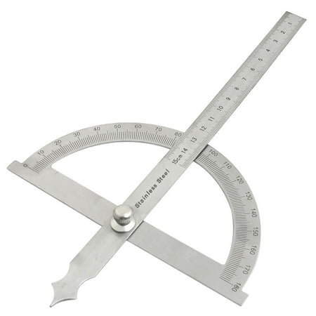Uxcell Polished Stainless Steel Metric Straightedge 15cm 180 Degree Protractors Ruler