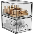 thumbnail image 3 of ZHIAI 2 Pack Clear Stackable Cosmetic Organizer, Acrylic Drawer, Plastic Organizer for Dresser, Vanity, Kitchen Cabinet, Pantry, Home Organization and Storage, 3 of 6