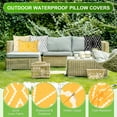 thumbnail image 2 of Uxcell 2-Pack Outdoor Waterproof Throw Pillow Cover, 17x17 Inch Linen Boho Geometric Decorative Cushion Cover [Yellow White Stripe], 2 of 7