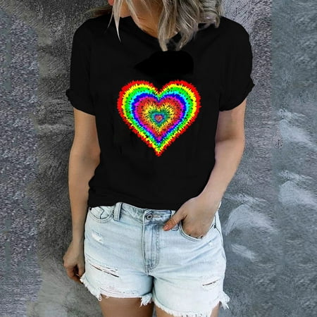 

Tops for Women Teen Girl T Shirts Short Sleeve Crew Neck Tee Casual Loose Fit Summer Floral Printing T-Shirt Blouses
