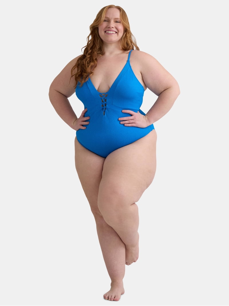 Jessica Simpson Women's Lace Up One Piece Swimsuit, Sizes XS-L