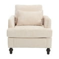 thumbnail image 6 of Wood Frame Armchair, Modern Chenille Upholstered Accent Chair with Deep Seat, Lounge Sofa Chair for Living Room Bedroom Apartment Office, Beige, 6 of 9