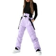 thumbnail image 3 of dgysar Women's Essential Insulated Ski Bibs, Water Resistant Snow Pants for Skiing & Snowboarding Light Purple M, 3 of 6