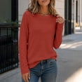 thumbnail image 6 of Women's Waffle Knit Top Crew Neck Long Sleeve Casual Pullover Blouse, 6 of 9