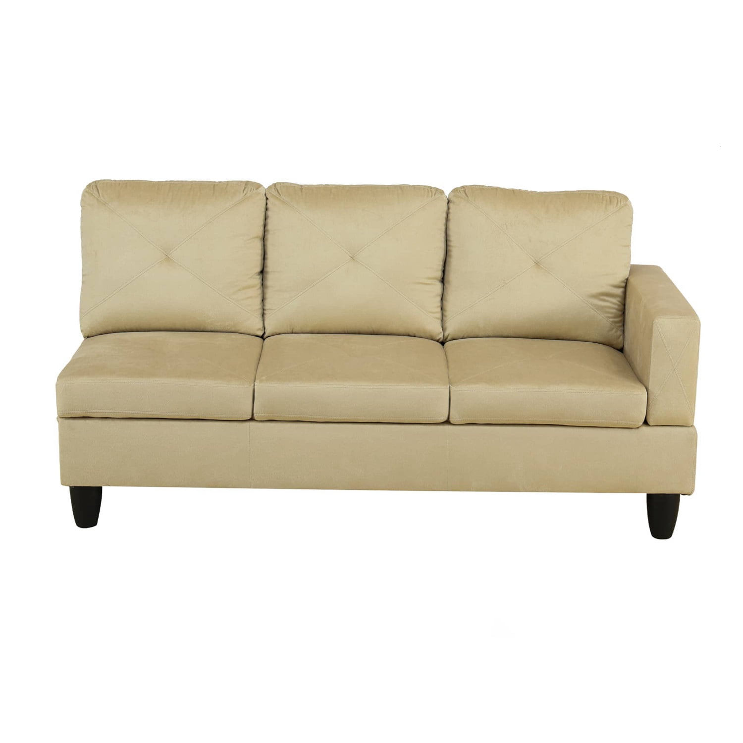 Hommoo Modern Microfiber 2-Piece Living Room Sofa Set Sectional Couches and Sofas, L-Shaped Sectional Couch Sofa, Beige(No Ottoman)