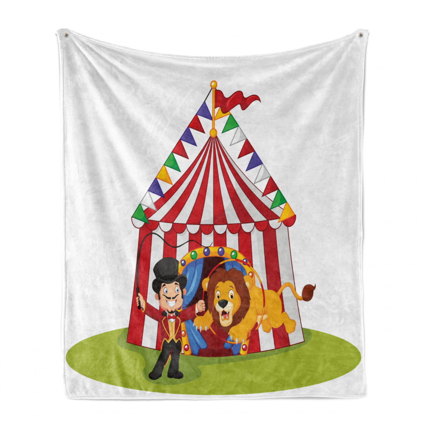 50 x 60 Cozy Plush for Indoor and Outdoor Use Lion Jumping Through The Ring with Circus Tent Celebration Performance Show Multicolor Ambesonne Circus Soft Flannel Fleece Throw Blanket 