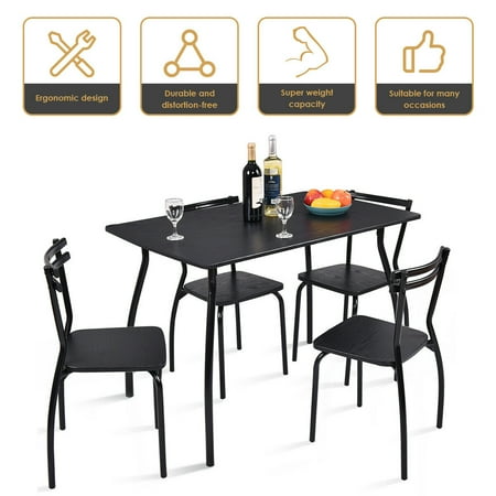 5Pcs Dining Set Table & 4 Chairs Home Kitchen Room Breakfast Furniture Walmart Canada