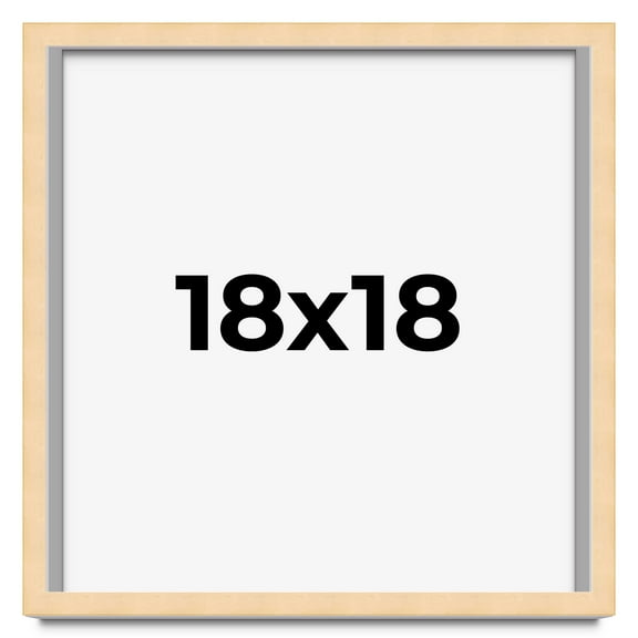 18x18 Frame Natural Wood Picture Frame | 0.75 Inch Moulding Width | with UV Acrylic Plexiglass,