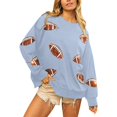 thumbnail image 2 of Blue Sweatshirt for Women Football Football Season Graphic Sweatshirt Long Sleeve Shirt Fans Pullover, 2 of 5