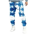 thumbnail image 2 of Handshe Men's Sweatpants, Tie-Dye Print Tapered Design with Drawstring and Fleece-Lined, Running and Workout Jogging Pants for Winter Outdoor Activities and Casual Wear, 2 of 5