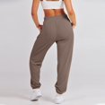 thumbnail image 4 of Gibobby pantalones de mujer de mezclilla Pantalones de chándal inferiores para mujer con bolsillos Pantalones de chándal holgados casuales de vellón (Marrón, XL), 4 of 5