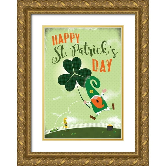 JMB Designs 14x18 Gold Ornate Wood Framed with Double Matting Museum Art Print Titled - St. Patricks Day