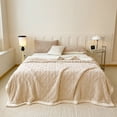thumbnail image 2 of ROSEKIND Luxury Diamond Jacquard Sherpa Throw Blanket, Ultra Soft Reversible Fleece Bed Blanket for Couch & Sofa, Warm & Decorative, 30"x40", Ivory Cream, 2 of 8