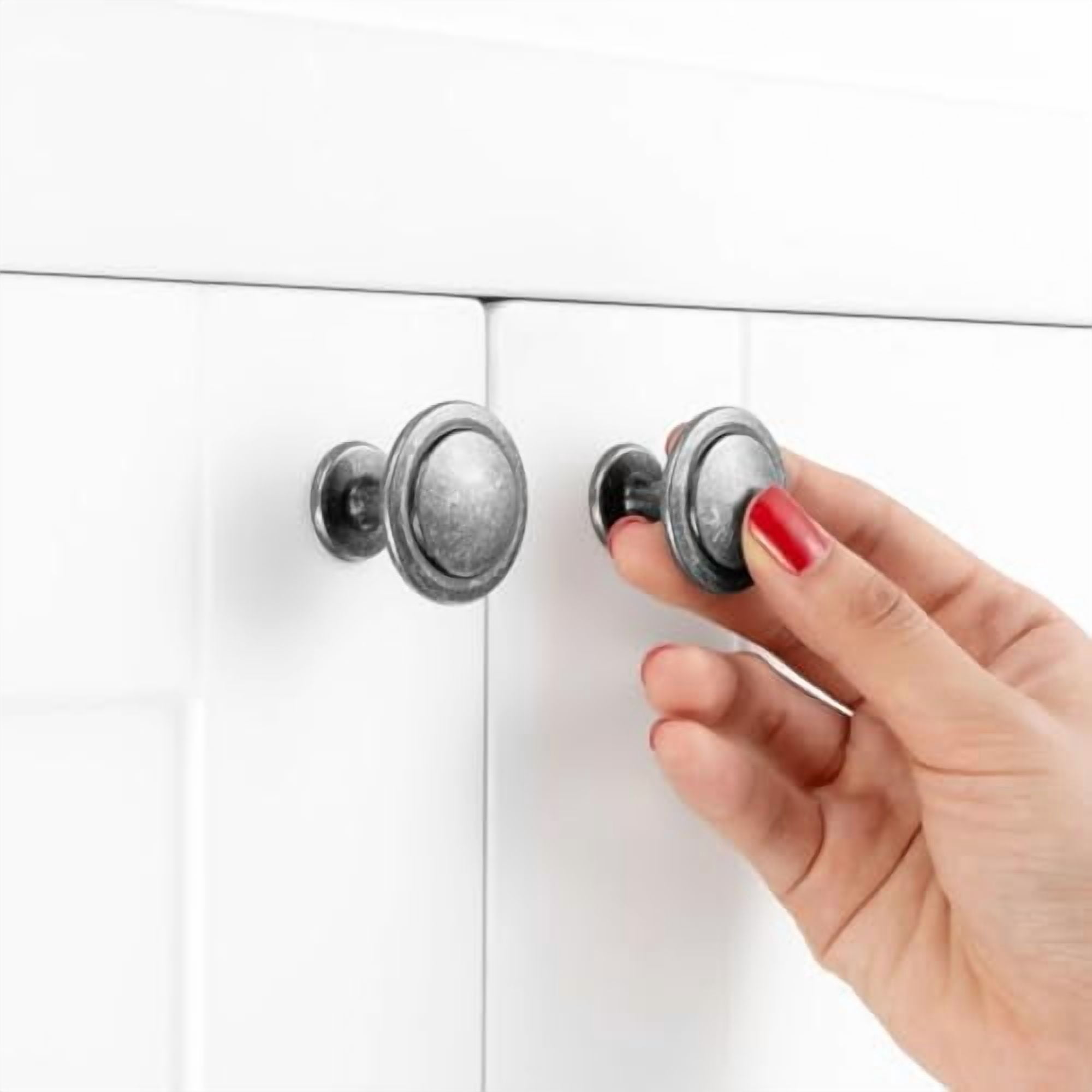 Antique Iron Cabinet Knobs Vintage Iron Drawer Knobs, 10 Pack 1-1/4 Inch, 8222 Round Single Hole Cabinet Pulls for Kitchen Cabinets Drawers Bedroom Dresser Cupboard Bathroom Vanity