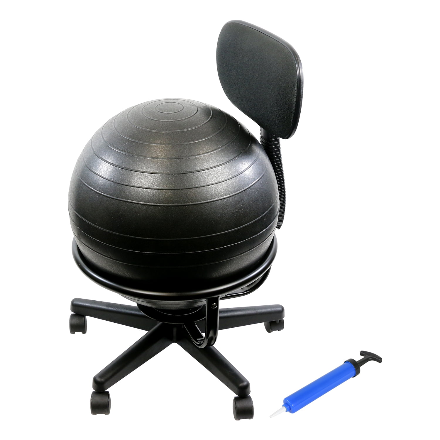 CanDo Metal Ball Chair Inflatable Ergonomic Active Seating Exercise Ball  Chair With Air Pump for Home, Office, and Classroom