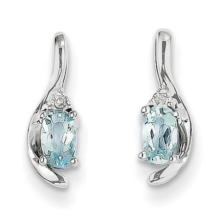 14k White Gold Aquamarine and Diamond Post Earrings 14k White Gold Earrings