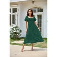 thumbnail image 5 of Anbech Women's Puff Short Sleeve Midi Dress 2024 Summer Square Neck Smocked Tiered High Waist Dress, 5 of 5