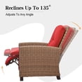 thumbnail image 3 of Indoor & Outdoor Recliner, All-Weather Wicker Reclining Patio Chair, Red Cushion (Red,1 Chair) Front Porch Outdoor Patio Furniture Chairs Set, 3 of 5
