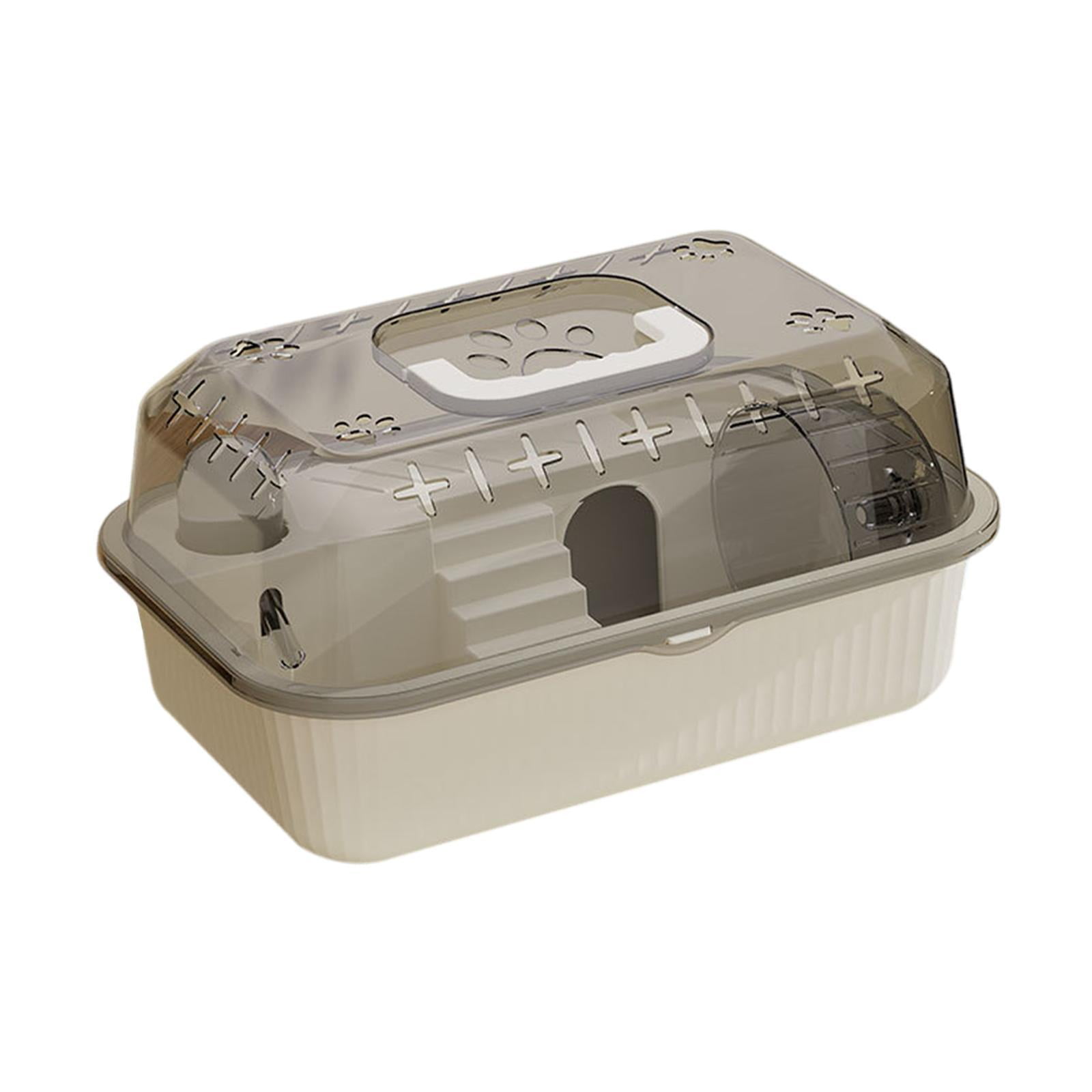 balikha Travel Transparent Hamster House Hamster Carry Case Cage Ventilation Portable Hamster Cage for Guinea Pigs Rats Small Animals Beige