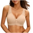 thumbnail image 3 of Asxite Women Solid Wireless Front Closure Backless Seamless Lift Support Bra Beige M, 3 of 5