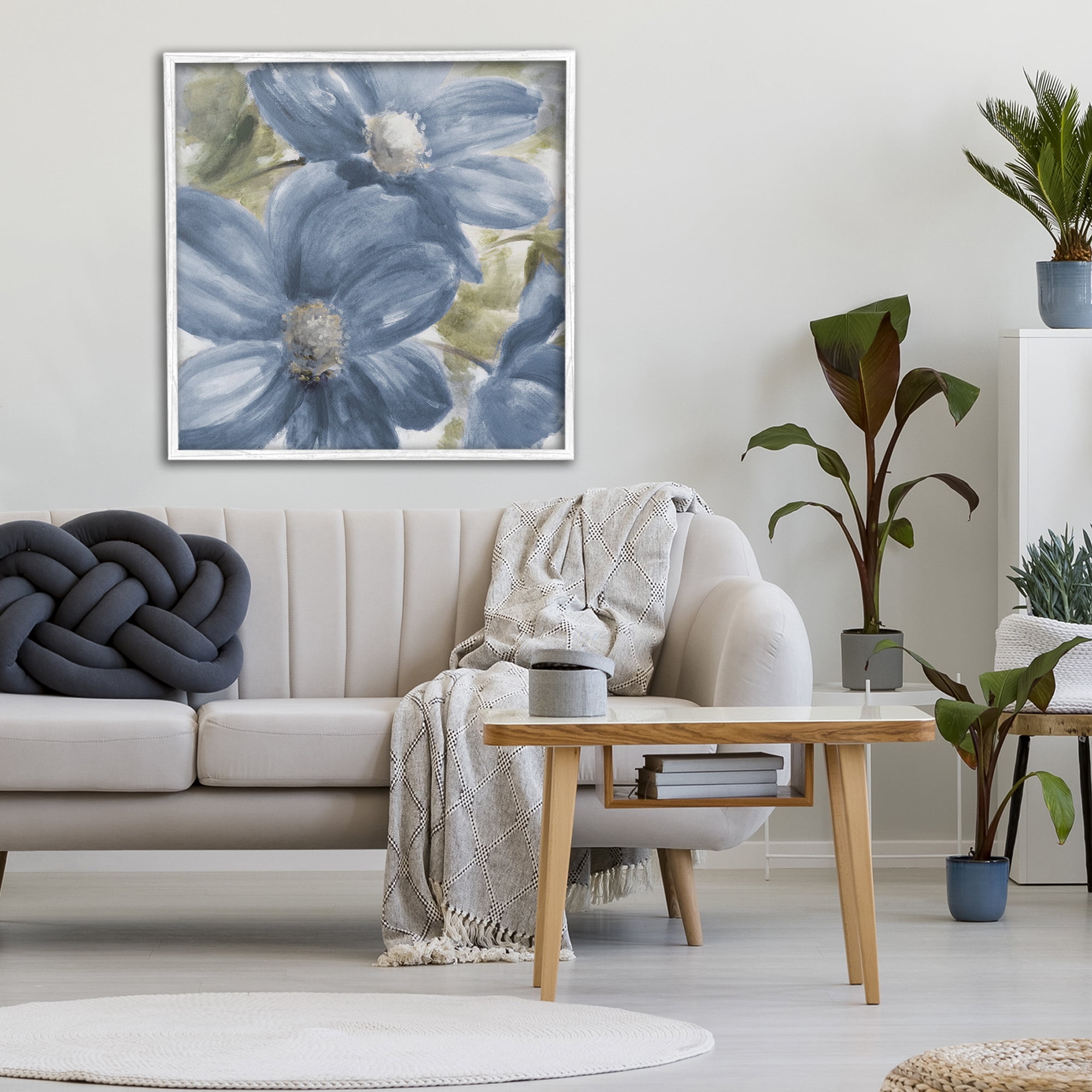 Stupell Industries Walk In Beauty Blue Flowers White Framed Giclee Art, design by Lanie Loreth